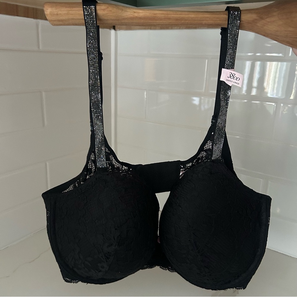 Victoria's Secret Black Twinkle Strap Lace Push-Up Bra